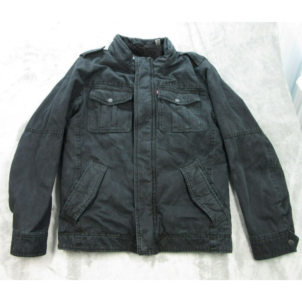 Levi’s Denim Jean Jacket Men’s Small Black Sherpa Lined Trucker Retro Y2K
